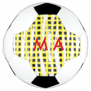 Balón De Fútbol tablero de verificación amarillo negro añadir nomb