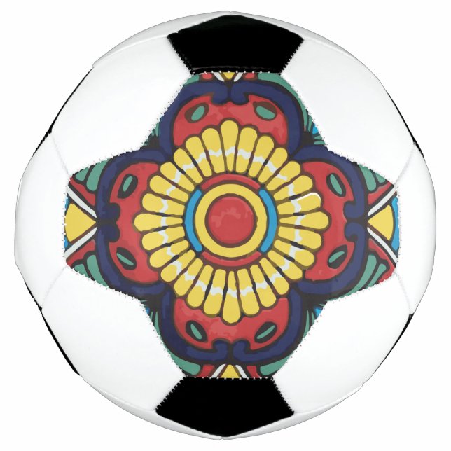 Balón De Fútbol Talavera mexicana roja Cerámica de mosaico arte fo (Anverso)