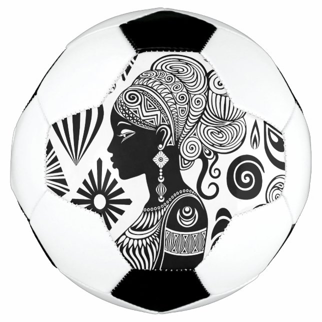Balón De Fútbol Tatuaje tribal de retrato Chica africano (Anverso)