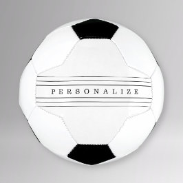 Balón De Fútbol Texto Personalizado y franjas modernas | Blanco y 