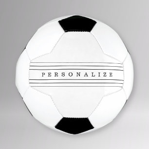 Balón De Fútbol Texto Personalizado y franjas modernas   Blanco y 