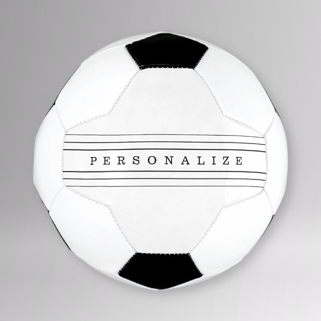 Balón De Fútbol Texto Personalizado y franjas modernas | Blanco y  (Subido por el creador)