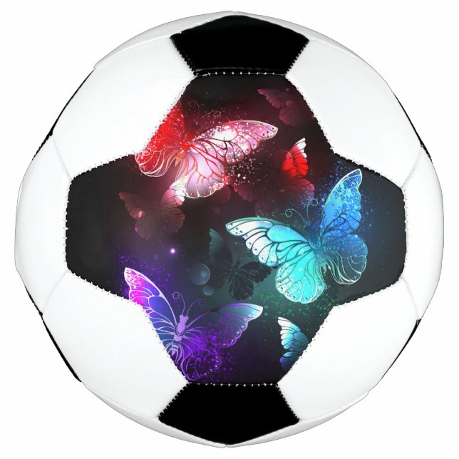 Balón De Fútbol Three Glowing Butterflies on night background (Anverso)