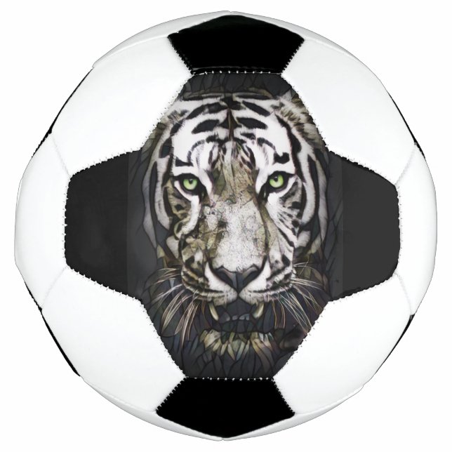 Balón De Fútbol Tigre blanco de vidrio templado (Anverso)