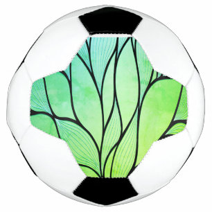 Balón De Fútbol Tonos verdes brillantes patrón de hoja creativa
