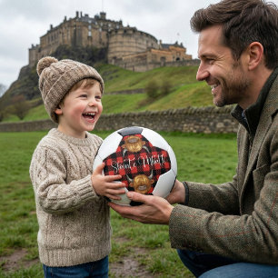 Balón De Fútbol Toro de las Tierras Altas de Escocia Tartán Rojo
