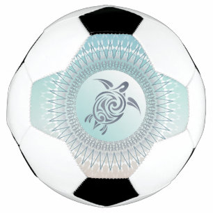 Balón De Fútbol Tortuga de estilo playero y Mandala