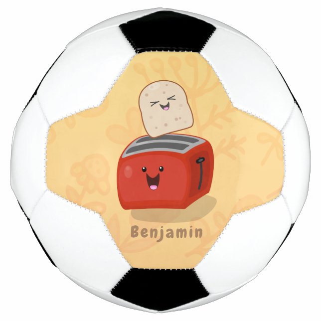 Balón De Fútbol Tostada de kawaii y personalizado de tostadora roj (Anverso)
