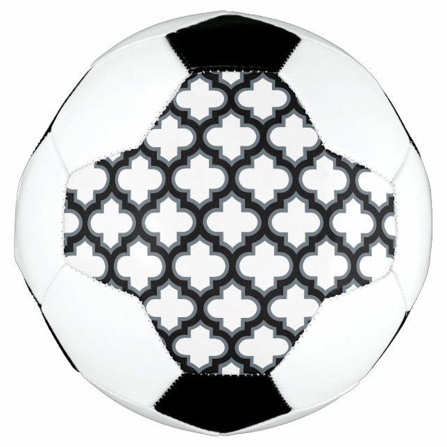 Balón De Fútbol Trébol blanco y negro, Entramado, Quatrefoil (Anverso)
