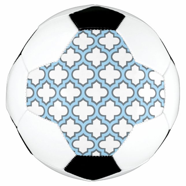 Balón De Fútbol Trellis azul blanco y bebé, Entramado, Quatrefoil (Anverso)