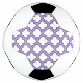 Balón De Fútbol Trellis blanca y púrpura, Entramado, Quatrefoil