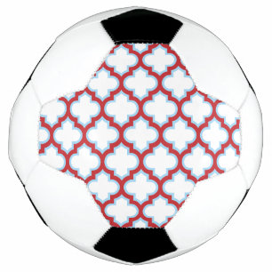 Balón De Fútbol Trellis blanca y roja, Entramado, Quatrefoil