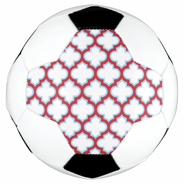 Balón De Fútbol Trellis blanca y roja, Entramado, Quatrefoil (Anverso)