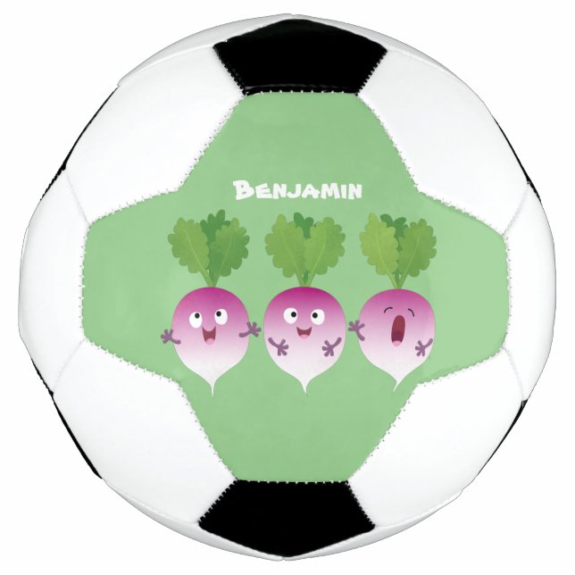 Balón De Fútbol Trío de verduras de nabo lindo personalizado (Anverso)