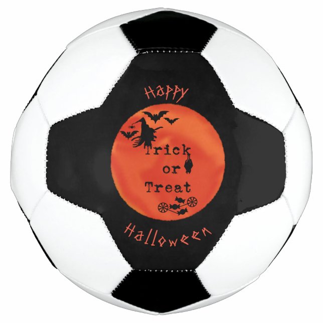 Balón De Fútbol Truco o trato con brujas y murciélagos en la luna  (Anverso)