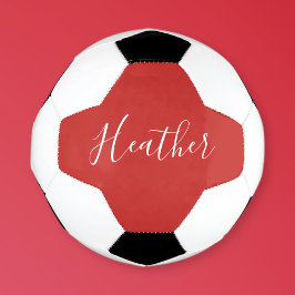 Balón De Fútbol Tu escritura blanca personalizada sobre rojo