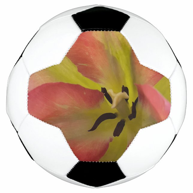 Balón De Fútbol Tulipán rosa y amarillo (Anverso)