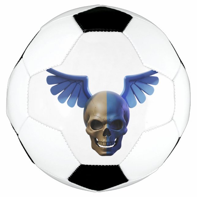 Balón De Fútbol Two-Toned Skull with Blue Stylized Wings (Anverso)