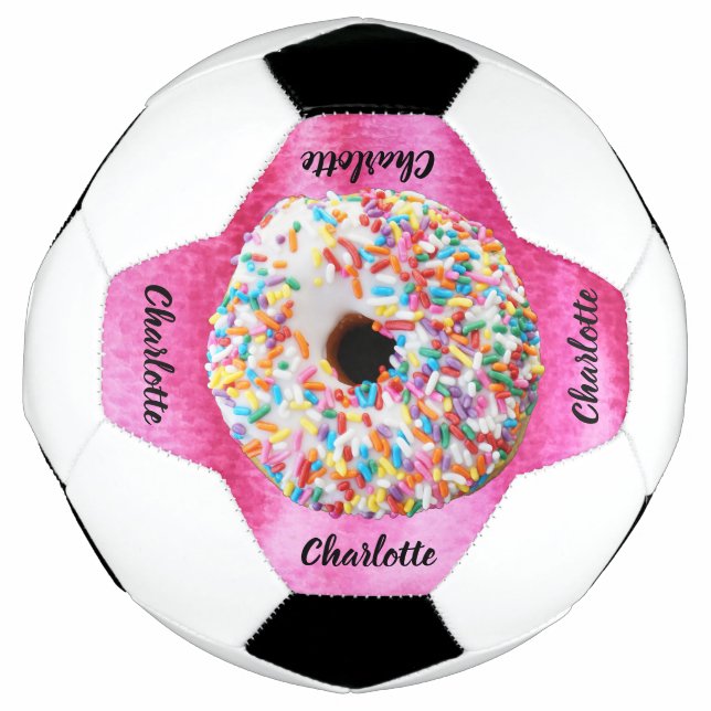 Balón De Fútbol Un donut rosado lindo personalizado moderno (Anverso)