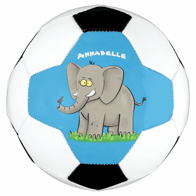 Balón De Fútbol Un extraño elefante gracioso con un pájaro en el p (Anverso)