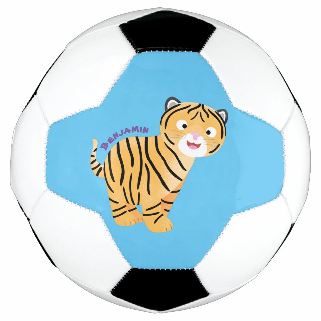 Balón De Fútbol Un personalizado feliz del cachorro de tigre (Anverso)