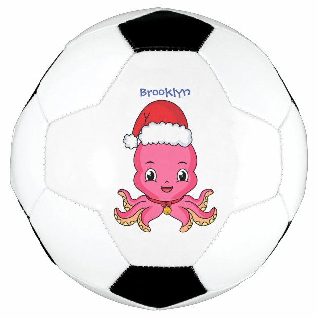 Balón De Fútbol Un pulpo alegre lindo usando Navidades gorra perso (Anverso)
