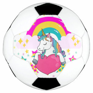 Balón De Fútbol Unicornio arcoiris con estrellas