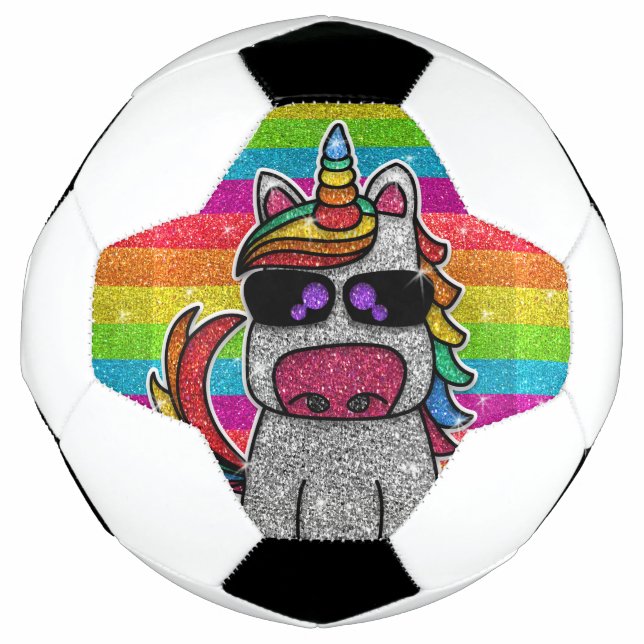 Balón De Fútbol Unicornio, Purpurina arcoiris, espumoso LGBTQ+ (Anverso)