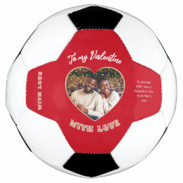 Balón De Fútbol Valentine's Day Red Personalized Heart Photo