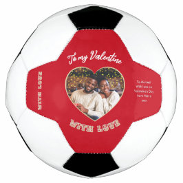 Balón De Fútbol Valentine's Day Red Personalized Heart Photo