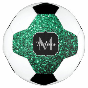 Balón De Fútbol Verde esmeralda falso brillo destello monograma no