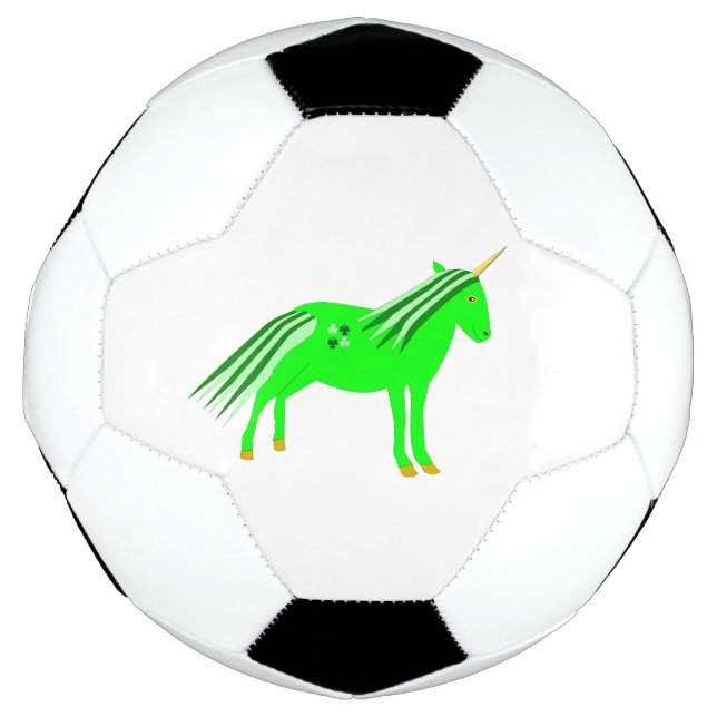 Balón De Fútbol Verde irlandés lindo y unicornio de oro (Anverso)