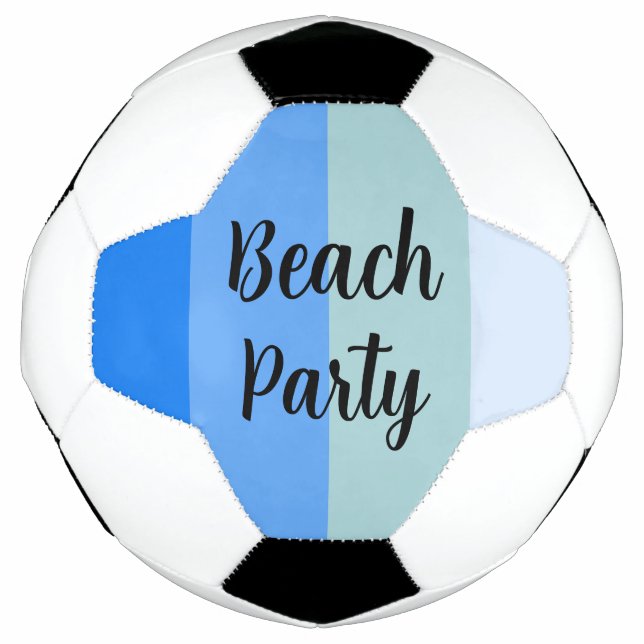 Balón De Fútbol Vibes de playa, franjas azules (Anverso)