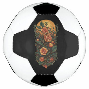 Balón De Fútbol Vintage Rosas y plantas