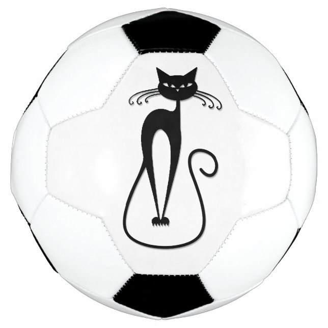 Balón De Fútbol Whimsical Skinny Black Cat (Anverso)