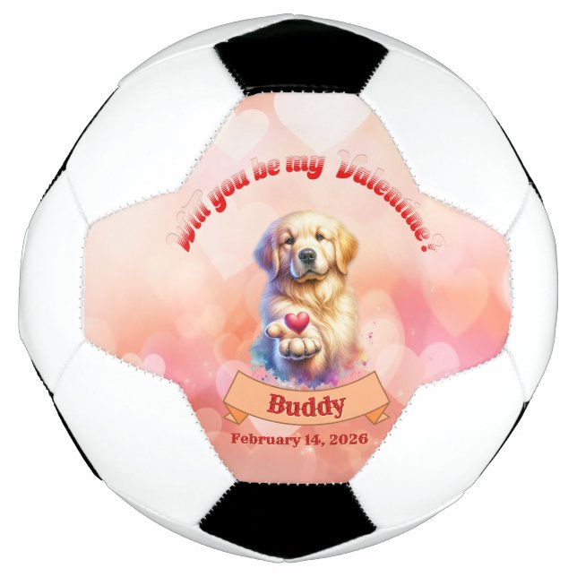 Balón De Fútbol Will you be mine Valentine? personalized  (Anverso)