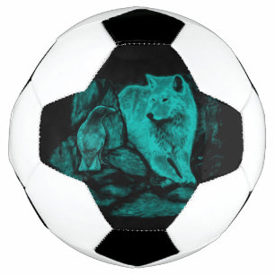 Balón De Fútbol Wolf y Raven en la noche