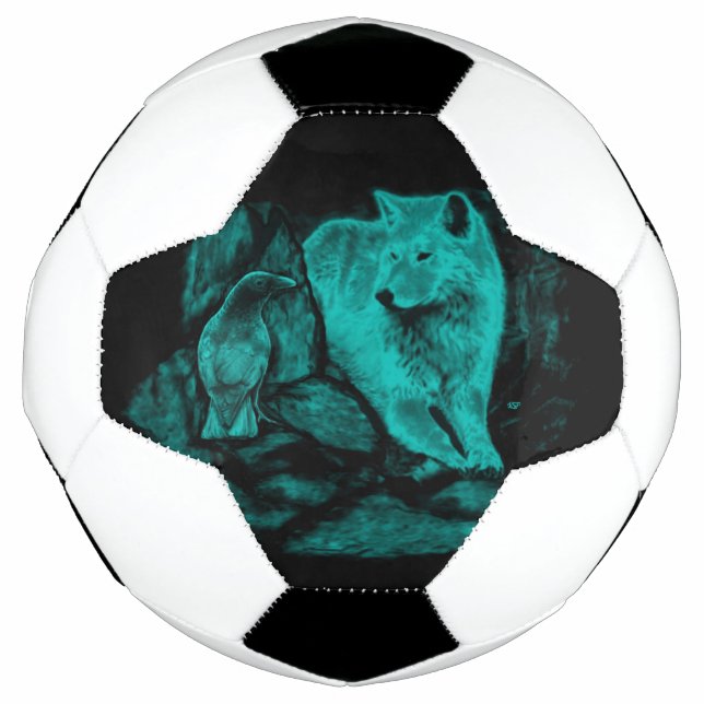 Balón De Fútbol Wolf y Raven en la noche (Anverso)
