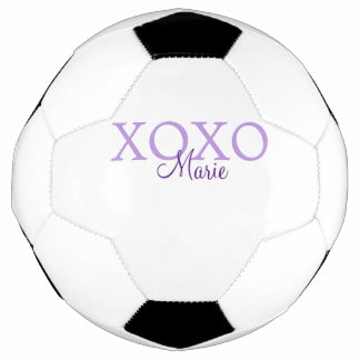 Balón De Fútbol Xoxo el día de San Valentín añadir nombre púrpura
