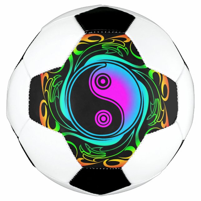 Balón De Fútbol Yin Yang Psychedeld Rainbow Tattoo (Anverso)