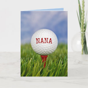 Balón de golf en el viaje por la tarjeta de cumple