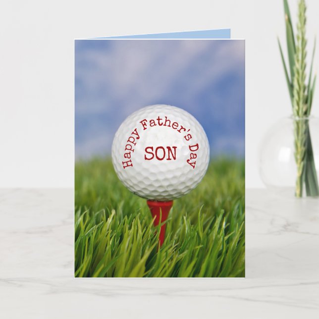 Balón de golf en la tarjeta del día del padre del  (Anverso)