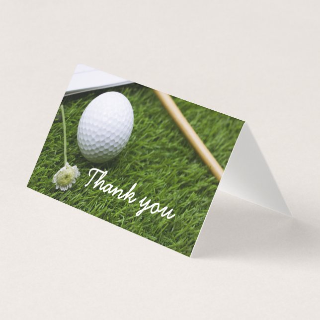 Balón de golf y flor Gracias tarjeta plegable (Anverso)
