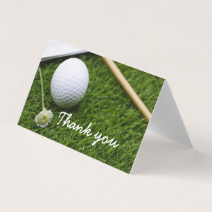 Balón de golf y flor Gracias tarjeta plegable