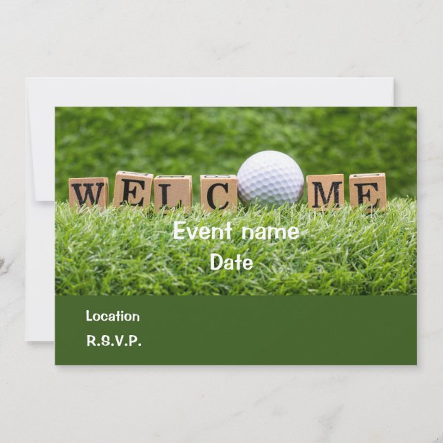 Balón de golf y tarjeta de invitación de la fiesta (Anverso)
