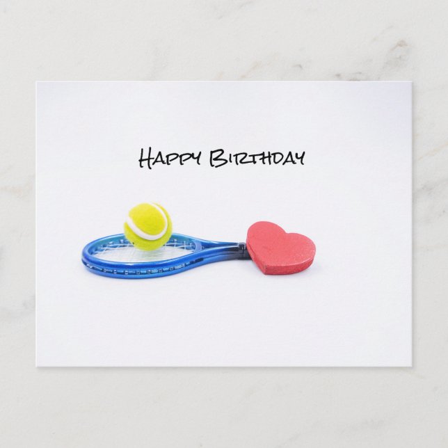 Balón de tenis con tarjeta de cumpleaños de raquet (Anverso)