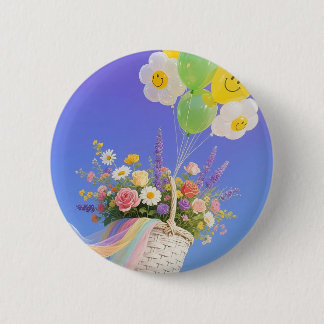 Balón y botón de la canasta de flores - Tarjeta de