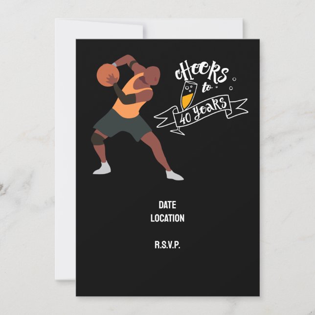 Baloncesto 40 cumpleaños Invitación a guardar la f (Anverso)