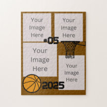 Baloncesto 4 Collage de fotos Jigsaw Puzzle Brown