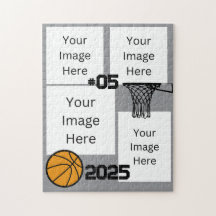 Baloncesto 4 Collage de fotos Jigsaw Puzzle Gray
